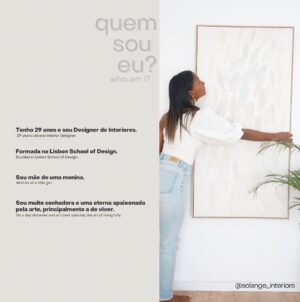 Solange Hilário Instagram - PT l Olá! Sê bem-vindo(a) à minha página. O meu nome é Solange Hilário e sou Designer de Interiores. Aqui poderás acompanhar o meu trabalho e ainda dicas de decoração e design que te ajudarão a potencializar os teus espaços, equilibrando a tua vida. 
Até já! 

EN | Hi there! Welcome to my page. My name is Solange Hilário and I am an Interior Designer. Here you can follow my work and also some decoration and design tips that will help you enhance your spaces, balancing your life.
Stay tuned!

#solangeinteriors #welcome #bemvindo #interiordesigner #designerdeinteriores #homeandsoul #decor #design #lifestyle #balance #equilibrio #life #estilodevida #insideout #lisbon #lisboa #portugal