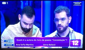 Sónia Balacó Instagram - Ontem o “CONSTELAÇÃO” apareceu no Joker e deram a resposta certa! Não é nada de mais, mas é um mundo de coisas para um livro publicado numa editora de nicho e que só existiu por via da minha persistência (teimosia?) e apesar da muita porradinha que levei de gatekeepers e malta do isto-não-é-poesia. Da quinta edição sobram apenas dez exemplares, que podem ser comprados directamente no site da @mariposaazual. 🤍