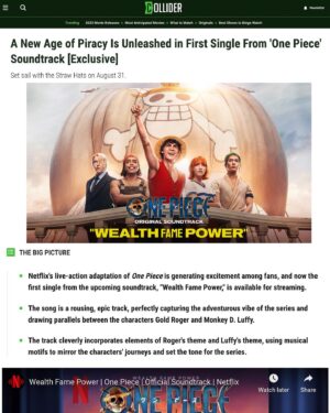 Sonya Belousova Instagram - Thanks for all the love! ❤️🏴‍☠️

“Wealth Fame Power” from the official @onepiecenetflix soundtrack by Sonya Belousova & Giona Ostinelli is available NOW on every platform. Link in bio. Go on Spotify and start streaming!!! https://netflixmusic.ffm.to/onepiece 

#onepiece #onepiecenetflix #onepieceliveaction @netflix #luffy #wealthfamepower