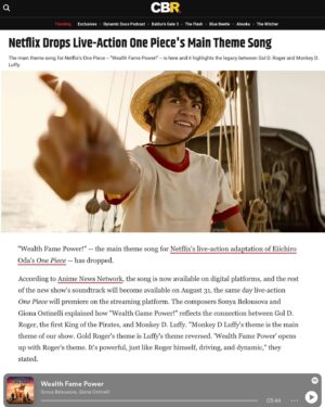 Sonya Belousova Instagram - Thanks for all the love! ❤️🏴‍☠️

“Wealth Fame Power” from the official @onepiecenetflix soundtrack by Sonya Belousova & Giona Ostinelli is available NOW on every platform. Link in bio. Go on Spotify and start streaming!!! https://netflixmusic.ffm.to/onepiece 

#onepiece #onepiecenetflix #onepieceliveaction @netflix #luffy #wealthfamepower