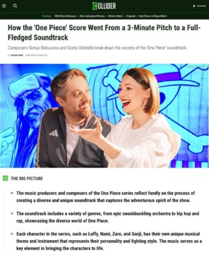 Sonya Belousova Instagram - LOVE LOVE LOVE this awesome interview with @collider! Find out how we went from a 3-minute video pitch to a full-fledged soundtrack. It’s quite a story, I promise! 🏴‍☠️❤️ https://collider.com/one-piece-composers-sonya-belousova-giona-ostinelli-interview/

@onepiecenetflix @netflix #onepiece #onepiecenetflix #onepieceliveaction #luffy #mysailsareset #zorovsmihawk