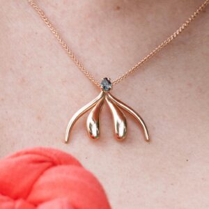 Sophia Wallace Instagram - I am overjoyed to announce my first collection of “Unconquerable” necklaces in solid 14k gold. The collection includes rose, yellow & white gold, with and without gemstones. I’m wearing the gemstone prototype in rose gold with a deep aqua sapphire. I have been working on this collection for years. My dad’s encouragement to keep elevating the quality and aesthetic of my jewelry has been a constant source of encouragement, pushing me forward. Also invaluable is the steadfast support of my collectors, small and large, and my wonderful clients. Thanks to all of you for making this great leap possible. For more information, pictures and to reserve a necklace, visit:  https://yescliteracy.com/