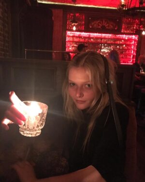 Sophie Kennedy Clark Instagram - Whatever the fuck I'm doing in this picture made complete sense after 5 dark magic cocktails🍸🌚this "special" moment was captured by fellow coven sister @haliameguid #activatedcharcoal #hubblebubble #toilandtrouble @blackrabbitrose