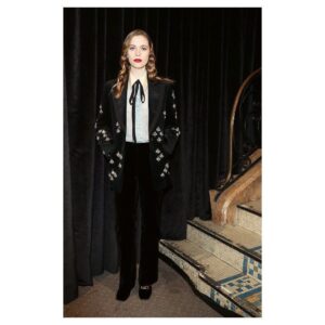 Sorcha Groundsell Instagram - Thank you so much @gucci and @lallo25 for giving my first incredible, beautiful, crazy experience of a fashion show. It was a work of art, and despite looking like I’m about to punch someone in this photo, I’m so glad and honoured I could be there to see it (and to be in the same room as Jane Birkin!!) I loved every second.

Styling by the genius @aimeecroysdill 🖤