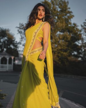 Sreeleela Instagram - Draping you in my dreams ✨
.
.
.
.
.
.
Wearing @madzinlabel 
Jewels @karnikajewelshyd 
Styled by @malkitjgill 
Team @sreevardhan_keto 
Shot by - @abhimanyu_mahaveer