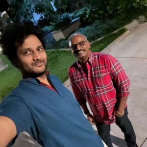 Srinivas Avasarala Instagram - Met Kalyani garu after a long time. After we finished what we were gonna do, ek selfie to banta hai. @itskalyanimalik. #Papa