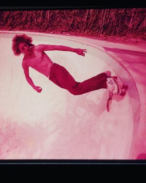 Stacy Peralta Instagram - August of 76. We have just learned “one-wheelers” where three wheels have lost contact with the pool and only one remains rolling on the coping’s edge before you turn 180 and drop back down. Bob Biniak and I are in the shallow end of the Devonshire pool watching Alva hit back to back one wheelers. Tony’s riding a Logan Earth Ski, Road Riders and very loose Bennett Trucks and at one point his one wheel rolls across the coping but then rolls up and over and out onto the flat of the pool’s deck. His body is now completely hung over the deep end while his one wheel is far behind him rolling over the pool’s deck and somehow Tony manages to pull his single wheel back from that position and roll it back over the top of the coping and into the pool. What he’s pulled off is the single most insane thing Bob and I have ever witnessed in a pool. It’s so shocking that Bob looks at me with his mouth agape as if he’s seen a ghost. I will never forget his reaction nor will I ever forget what I saw Tony do. If Tony had failed to pull his wheel back in, his back truck would’ve caught and hooked on the coping and he would’ve been thrown to the bottom and broken his neck because of the forward placement and momentum of his body. He was at that moment vulnerable to pool skating’s most dangerous fall. It was a stunning thing to witness and just as soon as Bob and I recovered, Bob turned to me and said quietly, “don’t let him know you saw that otherwise we’ll never hear the end of it on the drive home.”……..photos Pat Darrin.