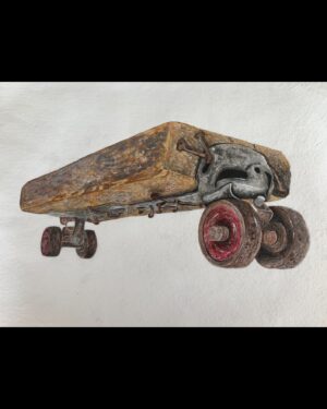 Stacy Peralta Instagram - Painting of a 2X6 skateboard. There was a time when it wasn’t uncommon to see boards like this, Jay Adams showed up at Paul Revere one day riding a 2X4 with wheels and he ripped on it.