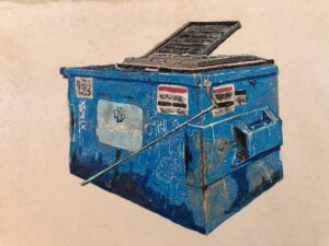 Stacy Peralta Instagram - I have a lot of sympathy for New York City garbage bins which was the motivation for this painting series. They play an indispensable role in modern cities but are more often treated like trash, no pun intended. Without their consent they are the unsuspecting canvas for marauding graffiti artists. Most of them suffer from from scars, dents, bangs, broken wheels and scratches. They live a lonely existence and yet in their own way they are so uniquely innocent and beautiful.