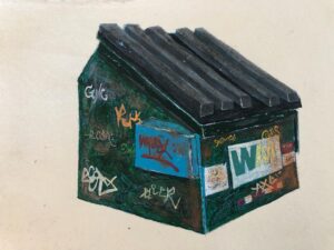 Stacy Peralta Instagram - I have a lot of sympathy for New York City garbage bins which was the motivation for this painting series. They play an indispensable role in modern cities but are more often treated like trash, no pun intended. Without their consent they are the unsuspecting canvas for marauding graffiti artists. Most of them suffer from from scars, dents, bangs, broken wheels and scratches. They live a lonely existence and yet in their own way they are so uniquely innocent and beautiful.