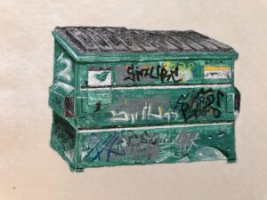 Stacy Peralta Instagram - I have a lot of sympathy for New York City garbage bins which was the motivation for this painting series. They play an indispensable role in modern cities but are more often treated like trash, no pun intended. Without their consent they are the unsuspecting canvas for marauding graffiti artists. Most of them suffer from from scars, dents, bangs, broken wheels and scratches. They live a lonely existence and yet in their own way they are so uniquely innocent and beautiful.