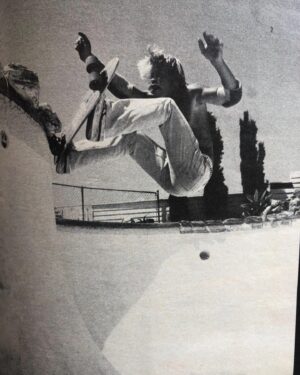 Stacy Peralta Instagram - You’ll find this hard to believe but at one time we thought a frontside kickturn in a pool would be impossible.  We thought we’d fall backwards and land on our backs.  It was in the very early days of pool riding when Bob Biniak, Jim Muir and I were skating the Keyhole in Beverly Hills.  Between runs, Biniak and I were standing in the shallow end, again debating the frontside kickturn.  I thought it was possible but he didn’t.  So he said to me; “If you think it’s possible, then do it.” I replied with a laugh; “I can’t, but you can.” He looked at me inquisitively. “Why do you think I can?” To which I stated; “I just know you can.” (Apparently the coach and mentor I would become with the Bones Brigade began showing early). I then got out of the shallow end, walked over to the top of the deep end and encouraged Bob to do a simple frontside kickturn halfway up the wall. So he did. He did a simple kickturn right at the transition mark and made it down safely. “Okay, now go to the three quarters mark.” He dropped in and did a frontside kickturn a foot below the tile. “Okay, now hit the tiles.” I challenged.  He hesitated a moment, but then dropped in, did a sweeping carve on the opposing wall for added speed, came up the main wall and pulled a perfect frontside kickturn on the tiles.  This was a huge deal for us and it happened that simply.  In no time we were all doing frontside kickturns and ironically Biniak would go on to develop one of the greatest frontside attacks in skateboarding history as would Tony, Jay and Jim.  We pushed each other relentlessly and competed fiercely. I was the first of us to do frontside forevers. In one memorable session I did the most frontside kickturns tile to tile I’d ever done. Coming back to the shallow end, Muir looked over at me and laughed; “Dude, you’re an asshole.” And that’s how it was. It was a simple time that was alive with great possibility and potential and out of it came so much.