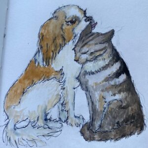Stef Dawson Instagram - Little sketch of my favorite furry subjects Millie & Geoffrey 🤍 they just had to be involved