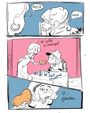 Stephanie Garcia Rizo Instagram - I made a zine comic in @novacommunityarts Riso Print class last summer. It was so much fun making up this story~ and how these two flirt with each other hehe- a few panels are missing for the ending but i’ll post them up soon! I’m have a limited physical copies of this Zine at Lightbox expo :)) ✨✨✨✨ 

#art #animation #drawing #sketch #alebrijes #lgbt #zine #charaterdesign #risoprint #mexico #arte #dibujodigital #elcrush