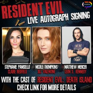 Stephanie Panisello Instagram - 👀 You won't want to miss this one ... Resident Evil: Death Island GROUP signing coming July 1st! Grab an exclusive poster and watch it signed live by Nicole Tompkins, Matthew Mercer, and Stephanie Panisello! Available now, link in bio! https://streamily.com/deathisland

@nikileetompkins @matthewmercervo @stephaniepanisello #residentevil #residentevildeathisland #autographs