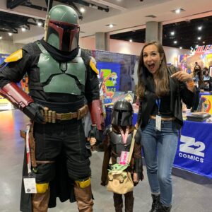 Stephanie Panisello Instagram - “This is the way” 

-Madalorian 

What a wonderful weekend with people! I had the pleasure of catching up with old friends I love dearly, meeting endearing new fans and making wonderful new friends. I’m forever grateful for those beautiful moments of magic I got to be a part of. I especially loved seeing people come out of their shells and talk to one another. Although I must admit I’ve been a little drained as of late and didn’t know how I would do out at the biggest convention in the world… I got to see and experience humanity’s kindness for each other once again. This might sound funny but the conversations felt different and I saw complete strangers sharing in simple acts of kindness and connection- this just made my heart happy 💗

Thank you guys for coming to see me and continuing to support my journey in this great big world- you may not realize it but it helped my light shine a little brighter in the safety of your space. Happy #comiccon2022! 

#friendship #sdcc @streamily.live #humanity #actress #residentevil #claireredfield #cosplay #starwars