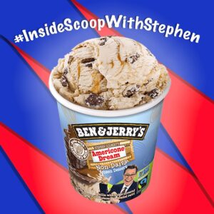 Stephen Colbert Instagram - The vegan nondairy Americone Dream is here! Use the hashtag #InsideScoopWithStephen to ask me questions about my ice cream, The Americone Dream Fund’s charitable efforts or anything vegan-related that’s on your mind. Fun fact: the container is vegan, too. But I wouldn't recommend eating it.