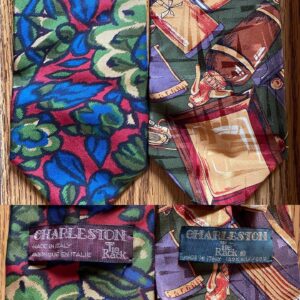 Stephen Fry Instagram - A Tie Rack edition today. Older viewers will remember how every High Street and railway station used to boast a Tie Rack store. Some were little more than booths or kiosks. Along with Sock Shop the chain exemplified a corner-turning moment in 80s and early 90s retail style and habits.

Pic 1 (swipe left) shows a standard Tie Rack tie, with a standard Tie Rack label. Fine in its way – has a pleasing mauve sheen when you turn it in the light.

Pic 2 displays a “Primavera For Tie Rack”. Was Primavera (the Italian for “spring”) an in-house design studio, I wonder? Did the extra name on the label indicate a “designer tie” with a corresponding hike in price? The word “designer” was beginning to be prepended to everything from sunglasses to boxer shorts back then.

Pic 3 shows two “Charleston Tie Rack” specimens.

Swipe left again for a “Chevalier” tie which looks to be greatly influenced by Versace (yes, doesn’t it need a damned good steam?) Pic 5 is “Angelo Bosani”. I wonder if Signor Bosani designed exclusively for Tie Rack? Certainly if you search for his work on eBay and elsewhere they all seems to be Tie Rack items.

Can we discern a distinct difference according to label? Every one of them is 100% silk and all declare themselves to be made in Italy (except the Chevalier which doesn’t reveal its origin). I would say the two Charlestons and the Primavera have a certain something in common, an almost watercolour effect perhaps, whereas the Pic 1 Tie Rack, the Chevalier and the Angelo Bosani are all individual unto themselves.

It’s of no great matter, doubtless some marketing figure decided that there should be this variation in labelling. Tie Rack has gone to retail heaven where it is kitting out the angels in good, but not great, fine but not fabulous, quality but not costly, neck wear. I wish them a blissful eternity, or as Horatio almost phrased it to the dying Hamlet, “Good night, sweet Tie Rack, and flights of angels sing thee to thy rest.”