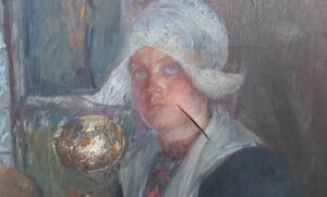 Stephen Fry Instagram - This detail is from a painting that we’ve had in the family for a hundred years - my mother has lent it to an exhibition on German Expressionists and the Third Reich currently running in Holt, Norfolk. It’s no masterpiece, but it has quite a story. To quote from Dalya Alberge’s article in today’s Guardian “The slit in the canvas tells a chilling story of escape from the Nazis in 1938. The scar was caused by German border guards boarding a train and slashing packing cases with their bayonets - checking for any escapers from Vienna. The oil painting was inside one of those cases...”

(It was painted by a little-known artist, Yehudo Epstein, a professor at the Vienna Academy who emigrated to South Africa after the Nazi party’s rise to power)