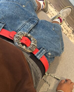 Stephen Fulton Instagram - 5 Thousand Red leather Chrome Heart Belt Boy 👨🏾‍🚀
