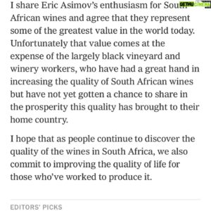 Stephen Satterfield Instagram - In the wake of some considerable bullshit yesterday I did not have a chance to properly express  how truly overjoyed I was to be included in this @nytimes roundup of Black wine professionals. ⁣
⁣
I started in wine in the Willamette Valley in 2005. Back then we learned about who was poppin from @foodandwine and people like @andrearobinsonms were the wave. The most visible Black somm at the time hands down was @andrehmack. I super looked up to him then and still do. ⁣
⁣
Wine as a vocation was an idea that first popped into my brain at 19. I was in culinary school and taking hospitality classes, a mindful middle ground between my already well established love of food, and my desire to fall into some similar kind of love with wine. ⁣
⁣
But being the only one for so long is no fun, ya know? So I left, but kept my love by my side. I decided that if I was gonna be Black in the wine industry that I was gonna be all the way Black. So I started the International Society of Africans in Wine and I became (ISAW). I went all the way to Africa to link with Black colleagues, which is where I first met Ntsiki @nbiyela. She was the first Black woman in her country to make wine professionally. 

Ten years ago today I was in Stellenbosch for the second time. Guess who was there too? @juliaconey! at the home of Diale and Malmsey, the only Black family in the game with their own land to their name. Black wine lovers on the outskirts, in the Western Cape and the USA.⁣ Damn the Dutch and British did a number, didn’t they? 
⁣
After ISAW I thought I lost that part of me. Y’all thought ISAWSTEPHEN was a clever name but that’s where I came from. Now for the best part: 

I was googling for yesterday’s NYT clip but instead took a trip to 2009. January 27th. @ericasimov who wrote this article (who I revered  as a wine writer then and still do! Thank you for writing this, Eric!) wrote about South African wine, and well, let’s just say, I BEEN ON MESSAGE! 
⁣
Anyhoooo....
I’m so so proud of us all! 🖤🖤🖤