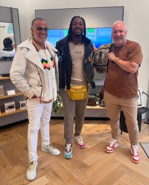 Stephon Strickland Instagram - Thank you to my Friend the @aew Champion @swerveconfident from coming to support my Art & jackets pop-up in Orlando. Thank you to @bulldogmike007 & @bangolufsen Orlando for making this Event come to Life. 🙏🏻 To @drenstarr @dussecognac