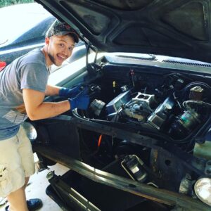 Sterling Knight Instagram - Had a bad football weekend so I pulled off the whole front end of my car to replace the cam! #dirtyhands #nova #71