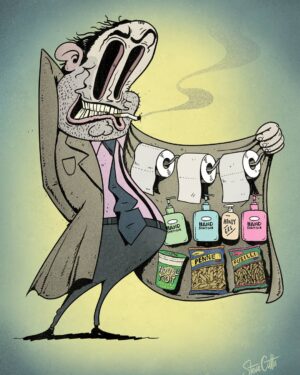 Steve Cutts Instagram - Happy Friday 13th! Stay safe...
#coronavirus #panicbuying #illustration #stevecutts
