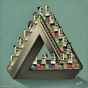 Steve Cutts Instagram - Captive audience #illustration #consume #stevecutts