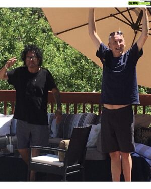 Steve Lukather Instagram - Me and one of my very best friends since we were 12 years old... my brother Michael Landau. One of the best social distance hangs of the entire Virus bummers. Nothing like a true old real friend ... forget about how incredible he is as a guitar player .. even a better human and crazy like me just not as loud . Lol