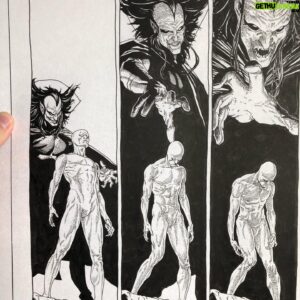 Steve McNiven Instagram - Here’s a look at an inked page from my Silver Surfer short story included in the Marvel Age 1000 comic coming out at the end of the month! Pen and ink on vellum, the whole 10 page story is told in 3 vertical panels per page. Hope you like it, I did the story and pencils, inks and colours for this piece. I still need to learn how to letter! #marvelage1000 #marvelcomics #silversurfer #penandink #originalcomicart #stevemcniven