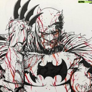 Steve McNiven Instagram - Another battle damaged Batman by request! #batman #battledamaged #conventioncommission #penandinkdrawing #stevemcniven