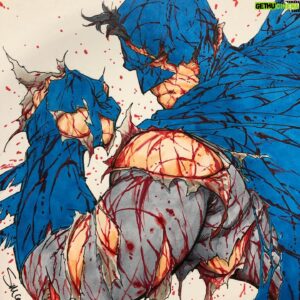 Steve McNiven Instagram - Battle damaged Batman done at @terrificon_ct ! What a great show! #battledamaged #thebatman #consketch #stevemcniven