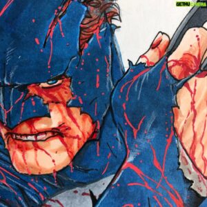 Steve McNiven Instagram - Here’s a battle damaged Batman I just put together in Denver! If you are interested in seeing it, come by my table at @fanexpodenver this weekend! See you there! #batman #battledamaged #originalcomicart #coloursketch #stevemcniven