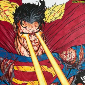 Steve McNiven Instagram - Here’s a look at a Superman piece I did while on the road doing some shows! Pen and ink with copic markers and pencil crayon. Scroll over to see pencils and inks. #warmupdrawing #superman #coloursketch #process #stevemcniven