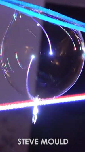 Steve Mould Instagram - Can you bounce a bubble off a laser? I saw this video online and had to prove that it wasn’t fake.  #sciencefacts
