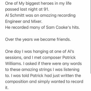 Steve Perry Instagram - RIP Al Schmitt