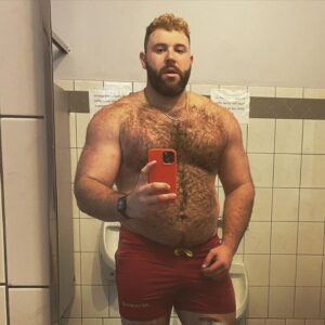 Steven Instagram - New edition of bathroom KWEEN. Guest starring: bacne. #muscle #hairychest #musclebear #gay