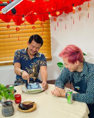 Steven Lim Instagram - The season premiere of Dish Granted is finally here! Thank you @ronnychieng for coming on the show and spreading the joys of Malaysian cooking. And yes, I bought an edible ink printer just to put his face on his favorite dessert (kuih talam).