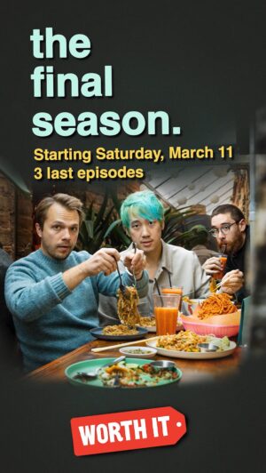 Steven Lim Instagram - The final season of Worth It is finally here. It’s crazy to be saying those words because making the show has been the better part of my life for the past seven years. 

To all the people who worked on Worth It behind the scenes (producers, editors, and everyone in between), thank you so much for putting your love and care into the show. There’s too many people to list, but it couldn’t have been done without you. 
To all the restaurants who opened your doors to us - thank you for sharing your food and your story. The world is no doubt a better place because of the work you do. 
To Keith - thanks for always believing in me and helping me get the show off the ground. 
And to Adam and Andrew - thank you for being the best partners in the world. You guys have been through it with me at my best and worst, and it’s been an honor to be able to work side by side with you. I love you guys. 

Here we go! I’m sure I’ll have more to say later.. but for now, enjoy the final season!