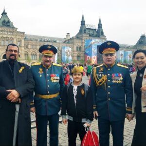 Steven Seagal Instagram - May 9 Victory day is an important day in Russia and in the former Soviet republics and their allies that commemorates the surrender of Nazi Germany in 1945 and to honor and remember those who gallantly fought and gave their lives to end the Nazi Regime, Fascism and tyranny. 
World War II was the deadliest military conflict in history where 3 percent of the world population perished. With this dumbfounding sacrifice of 80 million lives across the world, the world became primarily free due to this indescribable bravery and loss of life. The Soviet Union suffered the biggest loss loosing 27 million people. 
We need to learn from history and do anything and everything in our power to make sure this never happens again. 
It was a tremendous honor for me and my family to have attended such an important, moving event. 
Love and light, 
Steven Seagal

#victoryday #russia #america #freeworld #sacrifice #history 
#honor #stevenseagal #love #light #peace