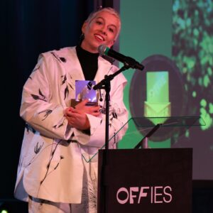 SuRie Instagram - 2024 Off-West End Award, Lead Performance in a Musical. 
On this World Theatre Day I am grateful and proud and marking a moment and now crawling back under my rock. 

📷 @bonniebritainphotography 
🏆 @offwestendcom 
💜 @thelavendertheatre