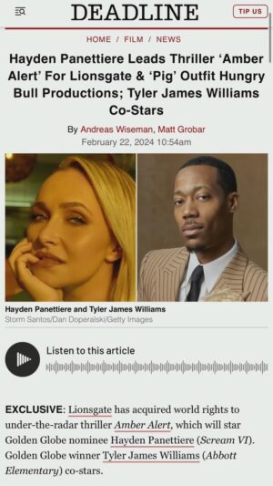 Summer Bellessa Instagram - We can finally share the project we’ve been working on!! Amber Alert starring @haydenpanettiere and @willtylerjames. Thanks for featuring us @deadline. #amberalert #lionsgate #behindthescenes #louisvillefilm