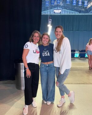 Summer Sanders Instagram - What’s most fun about Olympic Trials at this stage of life…bringing generations together! Skye playing with Cait was pretty darn cute! Xoxo love you @missyfranklin88 
Feb 2018 to NOW…time is flying