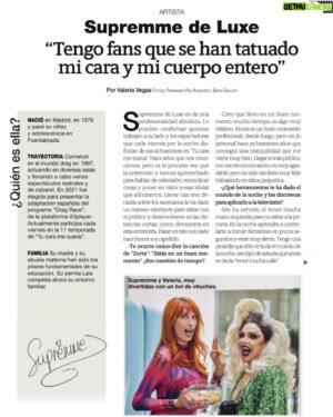 Supremme de Luxe Instagram - He tenido la suerte de que @_valeriavegas_ me entreviste para @revistadiezminutos y lo mejor de salir aquí  ha sido el que mi abuela la pueda leer la revista en papel y guardarla ❤️❤️❤️

Fotos @fernando_roi 
Vestido @martinnegretecostura 
Pelo @antonioalvarado22