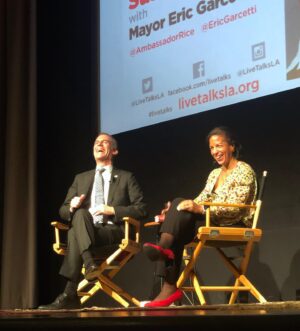 Susan Rice Instagram - What a great night, LA! Thank you to @LiveTalksLA, @museumoftolerance, and Larry Edmunds for hosting and my friend @ericgarcetti for such a fun conversation about my new book #ToughLove.