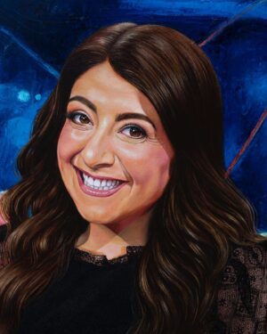 Susie Youssef Instagram - @melissaritchieart is astoundingly talented and now knows all my secrets, specifically what I wear under the desk… 
Check out her series of portraits of comedians. She’s amazing! Thank you @melissaritchieart ❤️❤️❤️