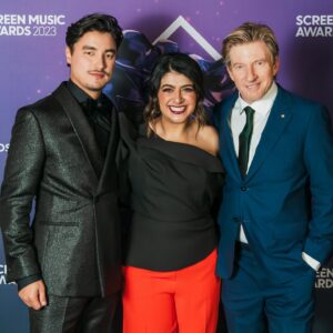 Susie Youssef Instagram - Chuffed that I got to host the Screen Music Awards last night and I didn’t think anything could top sharing a stage with David Wenham, @remyhii and Erkki Veltheim & the orchestra and then @unknown_girlfriend won Best Music for a TV Series for Deadloch!!! Thank you @apraamcos @australianguildscreencomposers @forummelbourne

(For those playing at home, there was a lipstick change. Thank you beautiful, patient @pepperbeth & @kjae_hair for HMU)