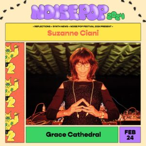 Suzanne Ciani Instagram - We’re thrilled to announce that synth legend Suzanne Ciani (@sevwave) joins Reflections for her Particles & Waves Tour, celebrating her dreamy breakthrough new age LP, Seven Waves.

Lush, melodic, and deeply romantic, Seven Waves was released in the US in 1984, an ethereal blend of technology and humanity. Each night, Suzanne will explore themes and sequences from the original recordings while improvising on the Buchla 200e modular synth, all presented live in quadraphonic sound, bathed in an immersive light show.

Cue the 808s, it’s time to surf the waves… 

~ Suzanne Ciani: Particles & Waves Tour ~

⎐ SAN FRANCISCO
Saturday, February 24, 2024
Grace Cathedral 
w/ Celia Hollander (@ceellliiiia)
↳ presented with Noise Pop   Synth News

⎐ NEW YORK CITY
Saturday, Mar 2, 2024
Church of the Heavenly Rest
w/ Time Wharp (@usa_kaye) 

… with more dates announced soon!

🌊

⁛ Poster art by @kazuhiro_aihara. Photos of Suzanne at Reflections this year, shot by Michael Elliott, @castropixels and @stevenacr.es.

Get tickets 🎟️  to all events at our link in bio.
