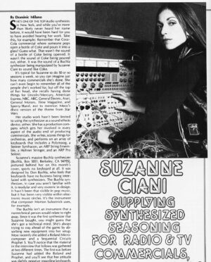 Suzanne Ciani Instagram - Suzanne Ciani (@sevwave) with her Buchla modular system in Contemporary Keyboard, June 1979. See her perform at Reflections (@ageofreflections), weaving live Buchla improvisation with themes from Seven Waves, her 1984 electro-romantic classic, presented in quadraphonic sound and immersive, wavey visuals. 

Tickets on sale now at our 🔗 in bio. 

🌊

SUZANNE CIANI
~ Particles & Waves Tour ~ 

⎐ SAN FRANCISCO (SOLD OUT!)
Saturday, February 24, 2024
Grace Cathedral
w/ Celia Hollander (@ceellliiiia)
↳ presented with Noise Pop   Synth News

⎐ NEW YORK CITY (🚨​LOW TICKET ALERT🚨​​)
Saturday, Mar 2, 2024 
Church of the Heavenly Rest
w/ Time Wharp (@usa_kaye)

⎐ CHICAGO (TICKETS MOVING FAST​​)
Friday, May 17
Fourth Presbyterian Church
w/ Jeremiah Chiu (@jeremiahchiu)
↳ presented with Empty Bottle

🌊

In the Contemporary Keyboard interview, Suzanne’s asked about the first music she made with the Buchla, back in the late 60s/early 70s. Wild how it still applies to her recent work.

“Back then it was a kind of spatial poetry. Sound landscapes. I was involved in creating imaginary musical spaces both literally and figuratively. I was doing quad spatial-modulation things. It was a sensation to be able to sculpt the sound and move it in space... I did come from a totally academic background, but I’m Italian [laughs] and I don’t have much patience for that kind of heavy, intellectual, dry, justified music. To me it’s got to be sensual, moving, and emotional.”

⁛ Poster art by @kazuhiro_aihara

📷: 1) Suzanne by Len DeLessio, 2) Contemporary Keyboard cover, 3) CK article, 4)  Reflections tour poster